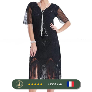 Robe noire à franges style des années 20