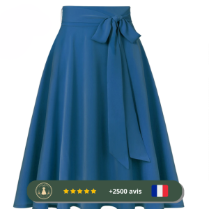 Jupe bleue en mousseline des années 60 pour femme