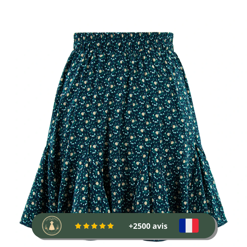 Mini jupe bleue à motifs floraux jaunes des années 60 – Image 3