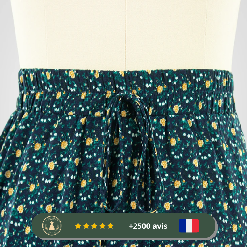 Mini jupe bleue à motifs floraux jaunes des années 60 – Image 4