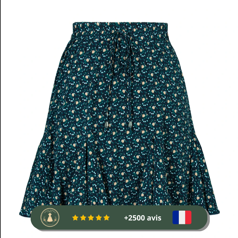 Mini jupe bleue à motifs floraux jaunes des années 60 – Image 2