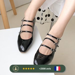Chaussures Mary Janes noires style années 30 pour femme