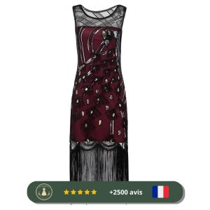 Robe vintage de couleur bordeaux des années 20