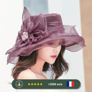 Chapeau violet à volants en maille des années 20
