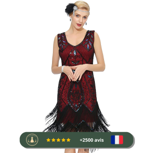Robe rouge des années 20 à franges