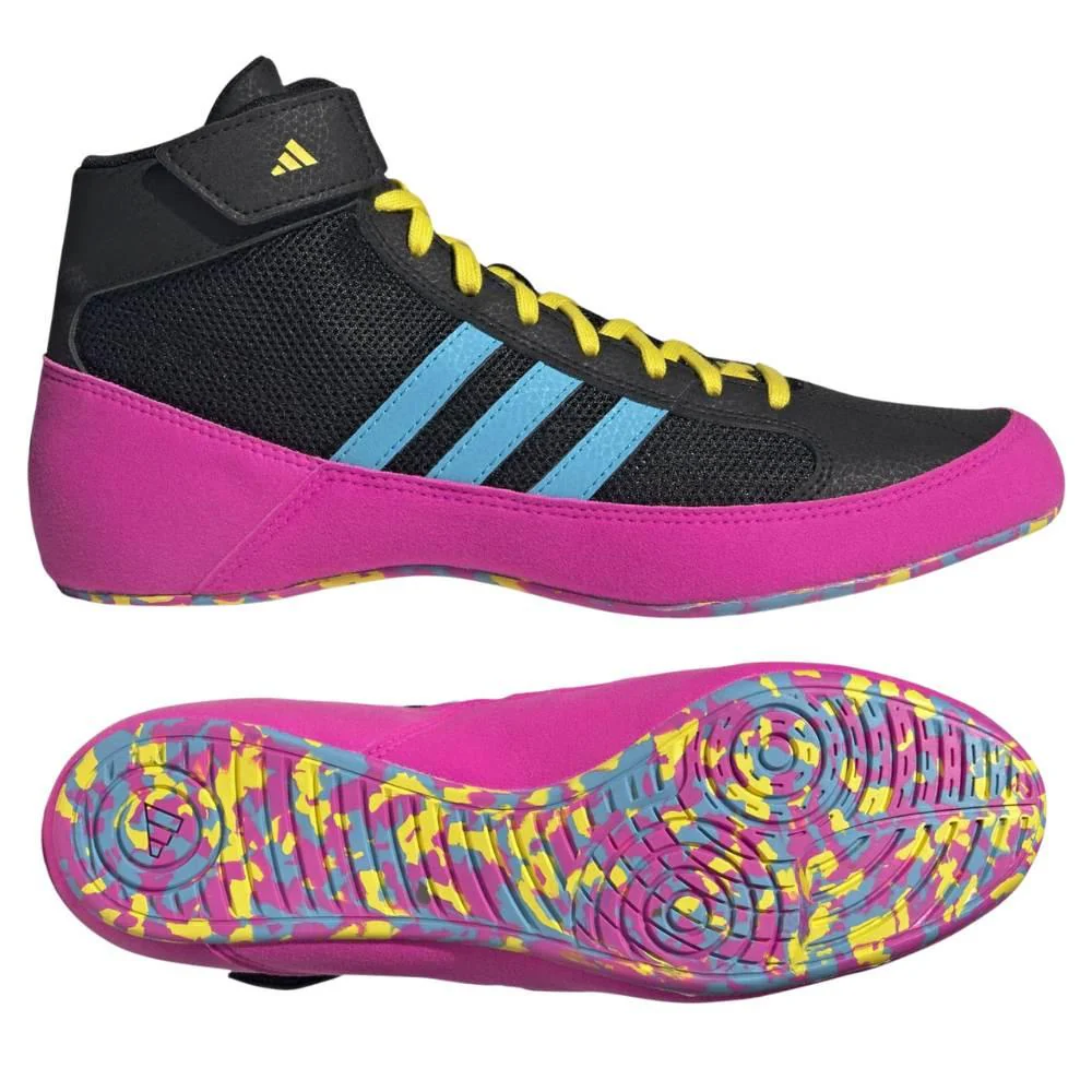Adidas Kids Havoc Wrestling Boots - Black/Pink/Cyan – Image 2