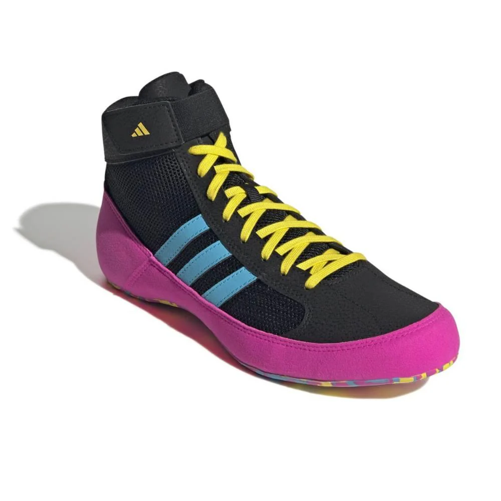 Adidas Kids Havoc Wrestling Boots - Black/Pink/Cyan – Image 3