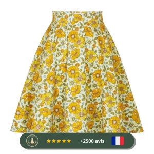 Jupe années 30 imprimé trapèze