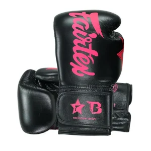 Fairtex x Booster Muay Thai Boxing Gloves - Black/Pink