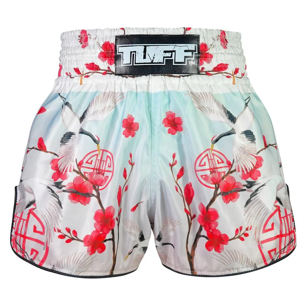 TUFF High-Cut Retro Muaythai Shorts - Akai Tsuru The Red Crane